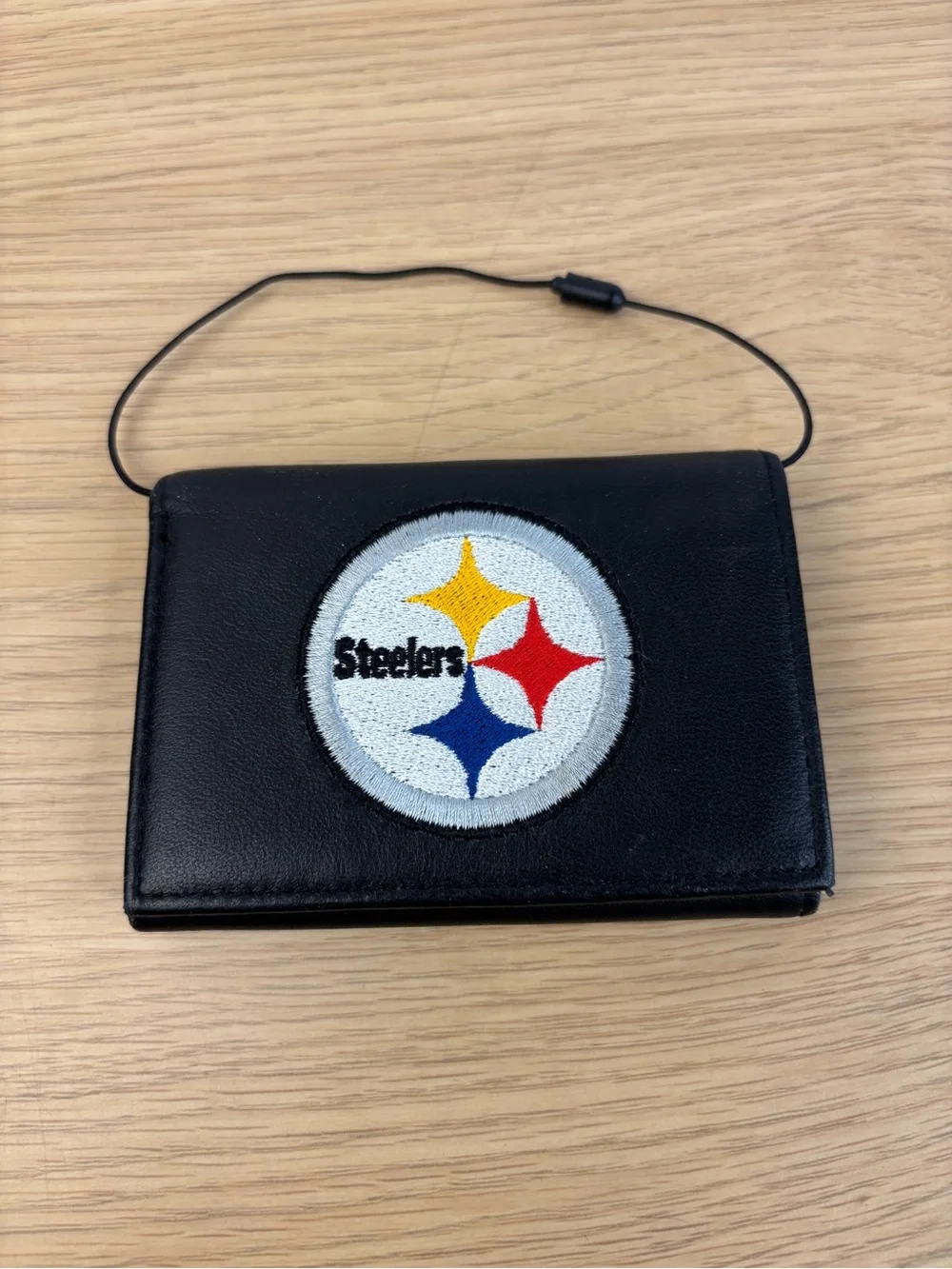 Pittsburgh Steelers Black Leather Wallet with Logo Patch NEW!